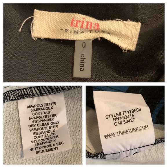 Trina Turk blue black floral dress Women’s size 0 - Picture 4 of 6